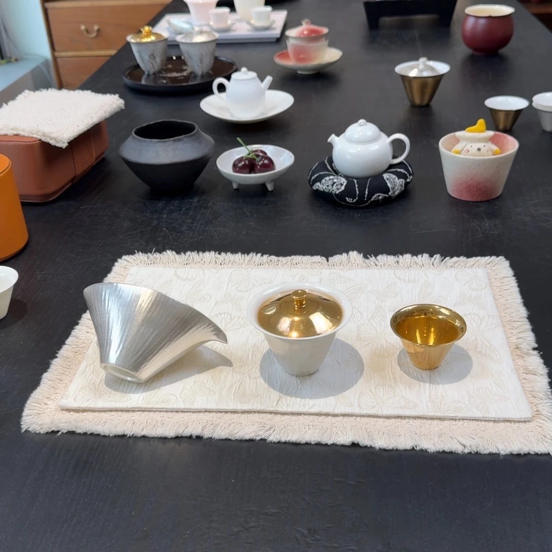 88折鎏金银3件套送茶席2个