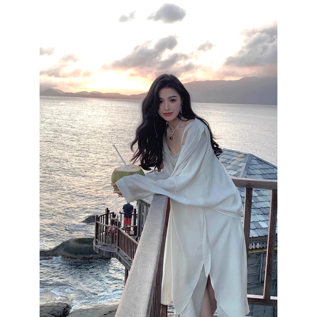 从一衬衫外套中长款长袖宽松法式薄款外搭开衫衬衣CY-W22562