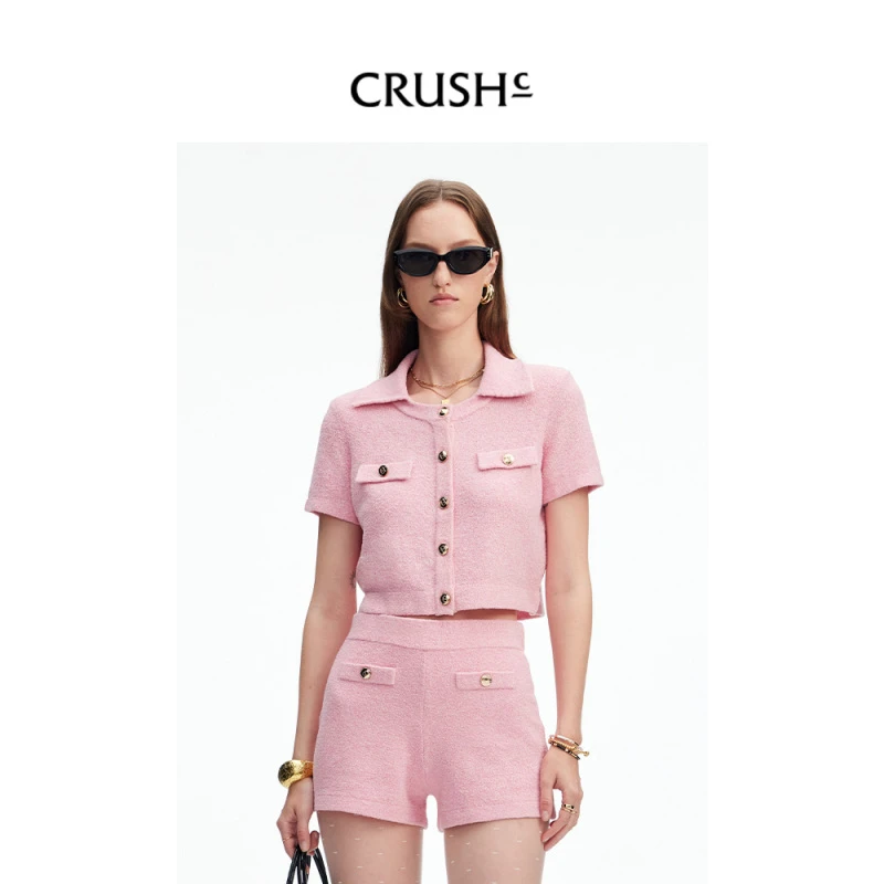 袁咏琳同款 Crush Collection春夏新款圈圈翻领短袖上衣夹克女