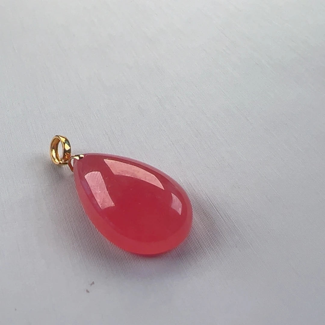菱锰矿（红纹石）18K金镶嵌吊坠(赠链)柳*青