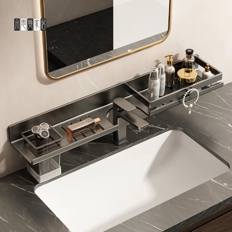 朵思曼镜前卫生间置物架厕所水龙头洗手台盆洗漱台壁挂式免打孔浴