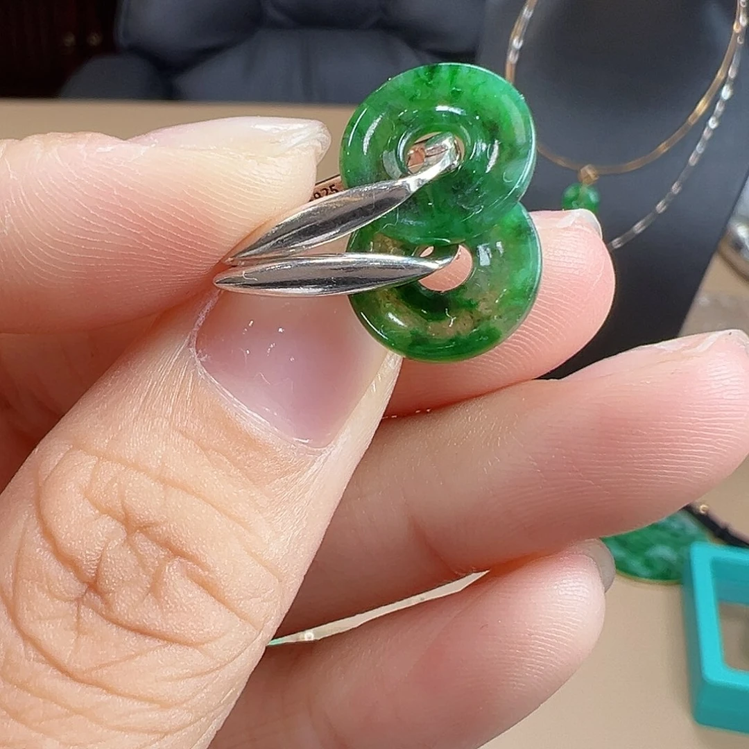 翡翠银S925镶嵌耳饰耳饰
