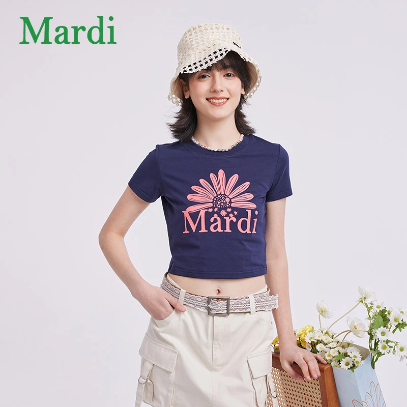 小雏菊短款字母短袖轻运动风T恤针织春夏打底MTX2522117