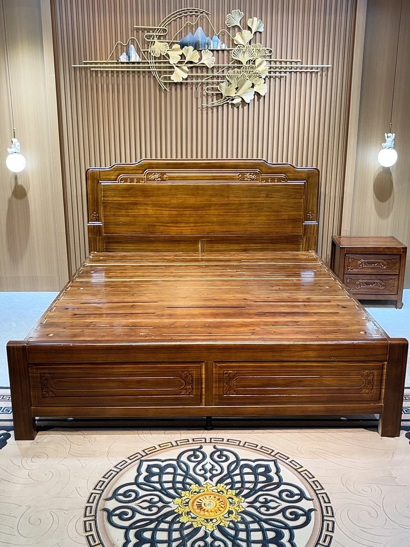 中式家用高箱x2主卧床双人床婚床单人床婚床现代全实木大床新款