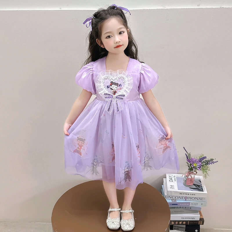 小女孩哪吒花瓣公主纱裙2025夏季新款女童宝宝甜美网纱吊带连衣裙