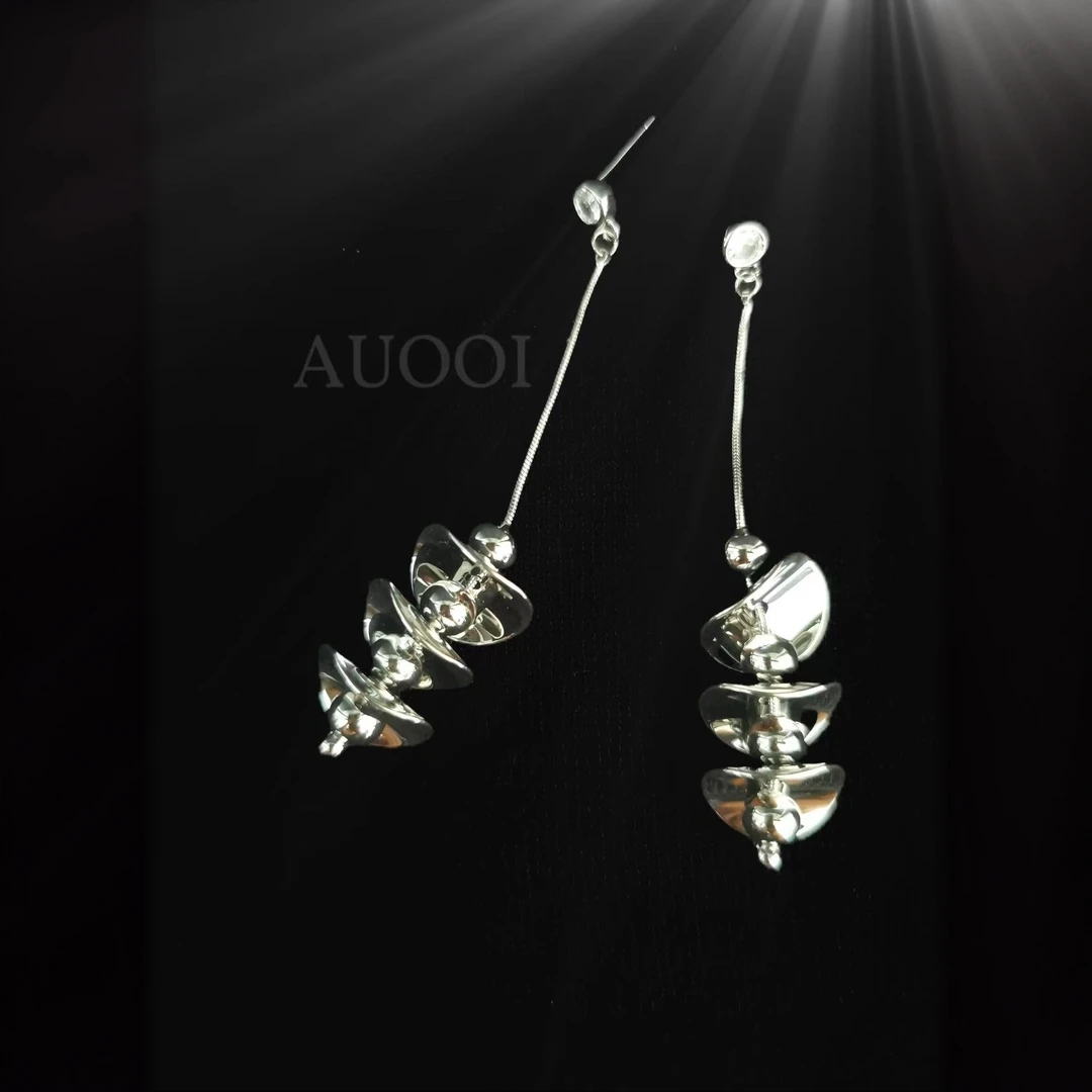 AUOOI 铜合金锆石耳饰 【漫游星际】金属亮片流苏轻奢时尚小众耳环