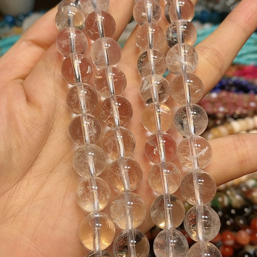 玛瑙/玉髓散珠天然白水晶12mm一条