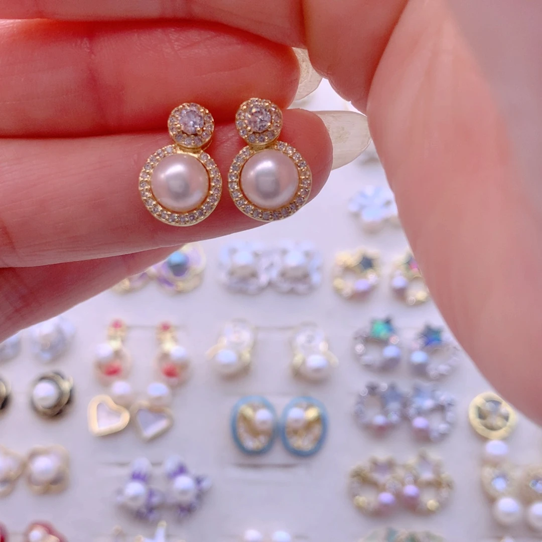 耳饰合金淡水珍珠