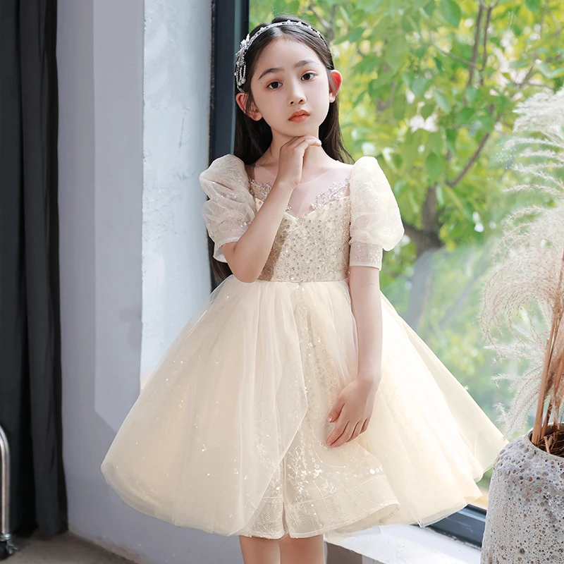 女童礼服花童婚礼小女孩公主裙生日礼服主持人钢琴演出服晚礼服