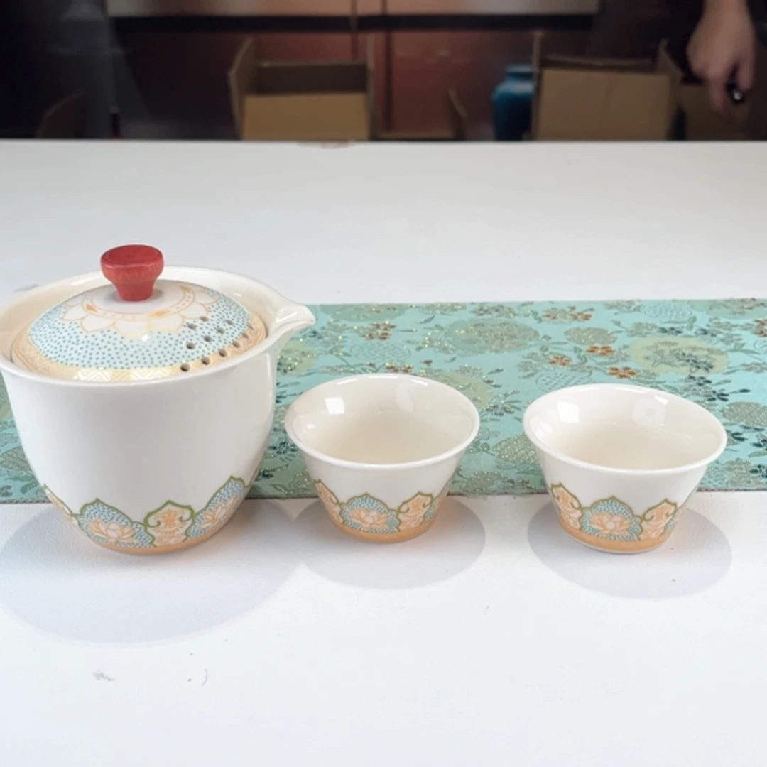 宝相花旅行茶具-不带包y5856