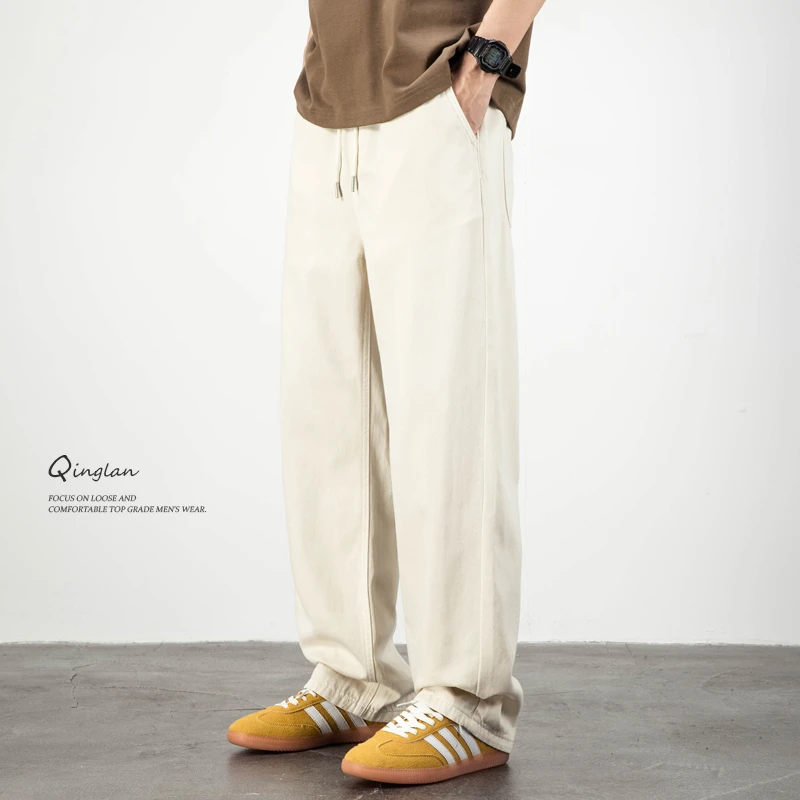 白色牛仔裤男夏季薄款阔腿垂感柔软大码潮流休闲百搭宽松直筒裤子