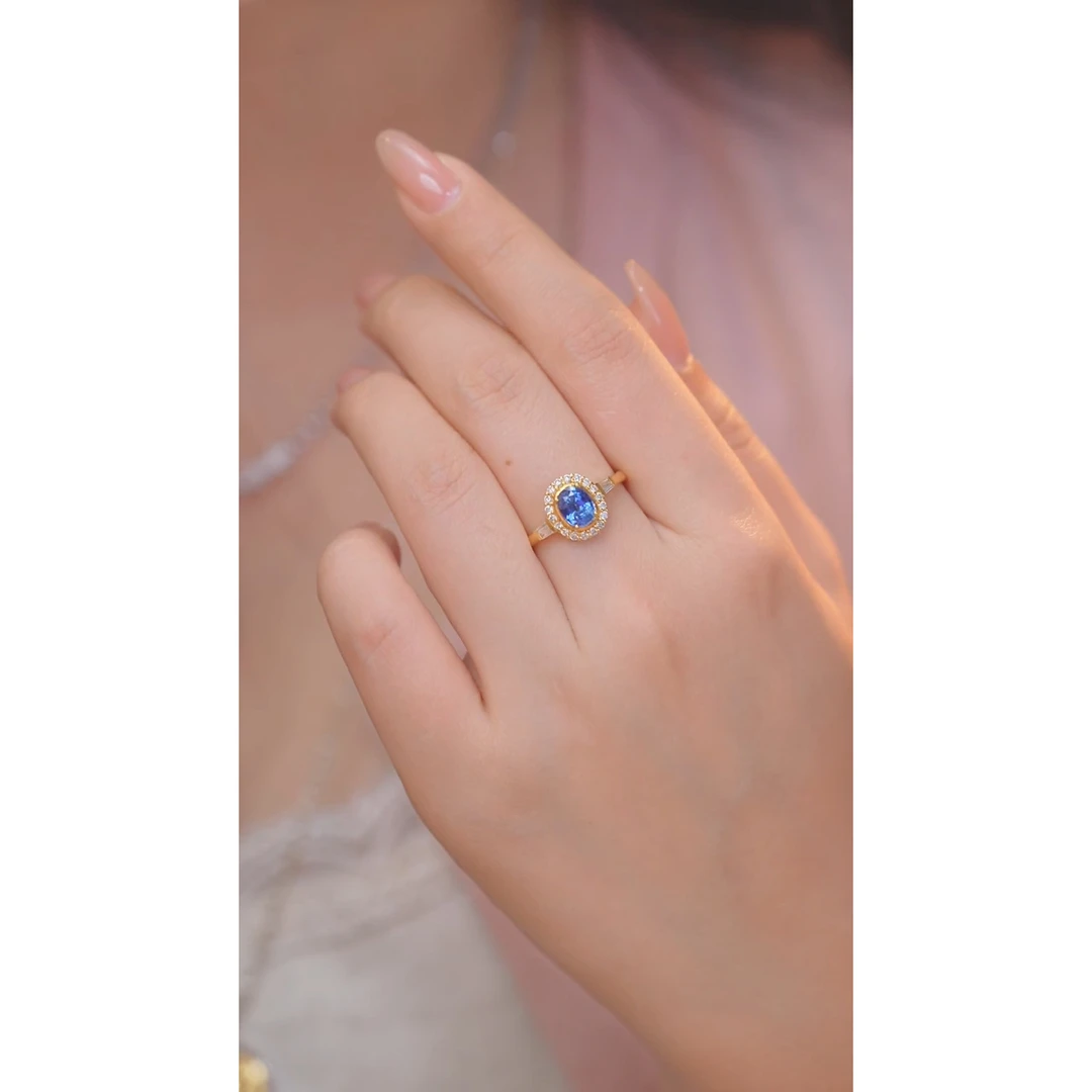 蓝宝石戒指18K金镶嵌（1.17ct）@@Q7322