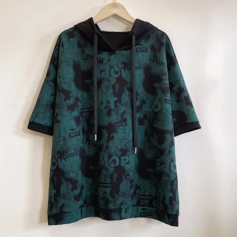 休闲短袖T恤时尚百搭宽松舒适连帽潮流舒适2025夏季新款YX105193