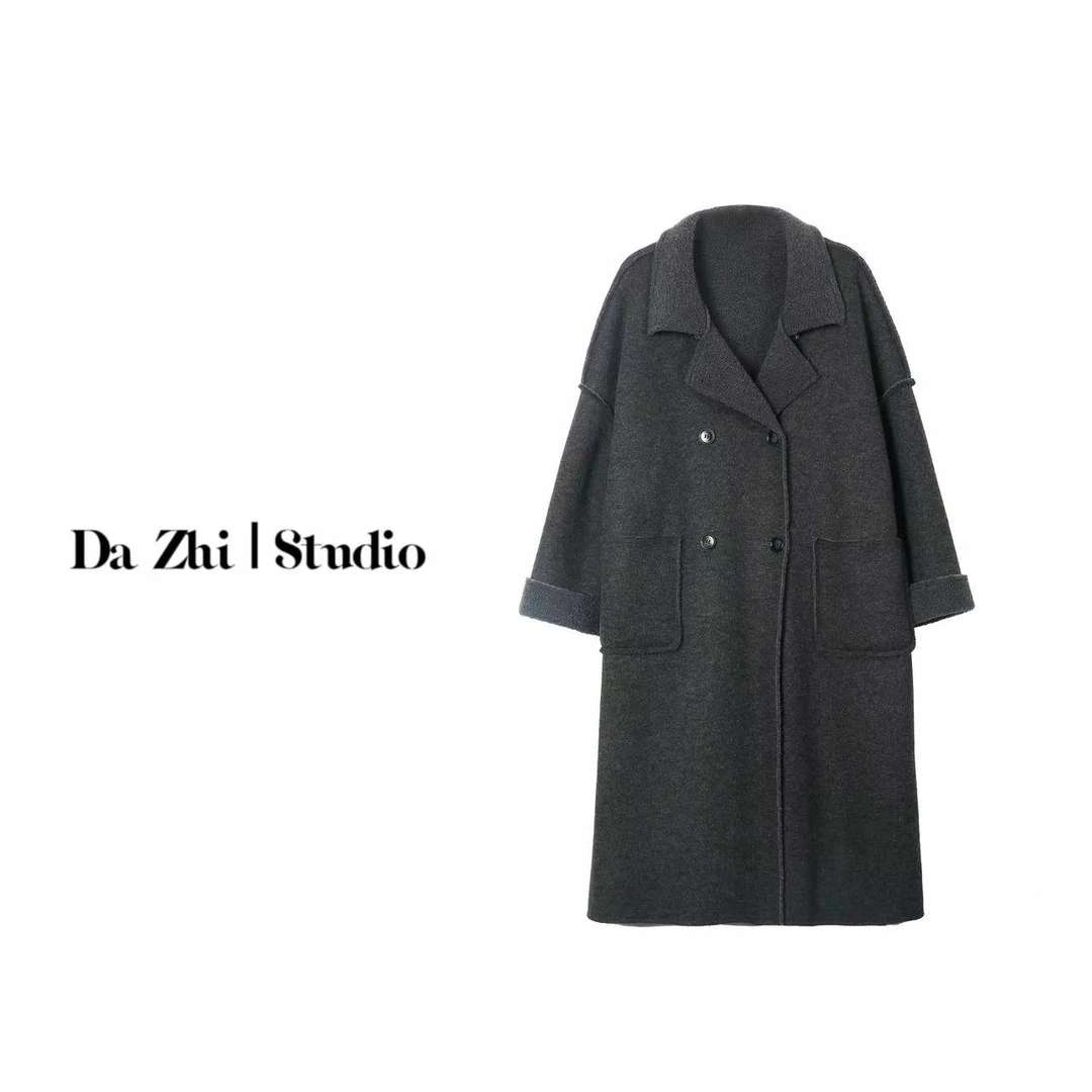 【一桐清仓】毛呢气质百搭黑色女装呢大衣中长款2DWDD1327