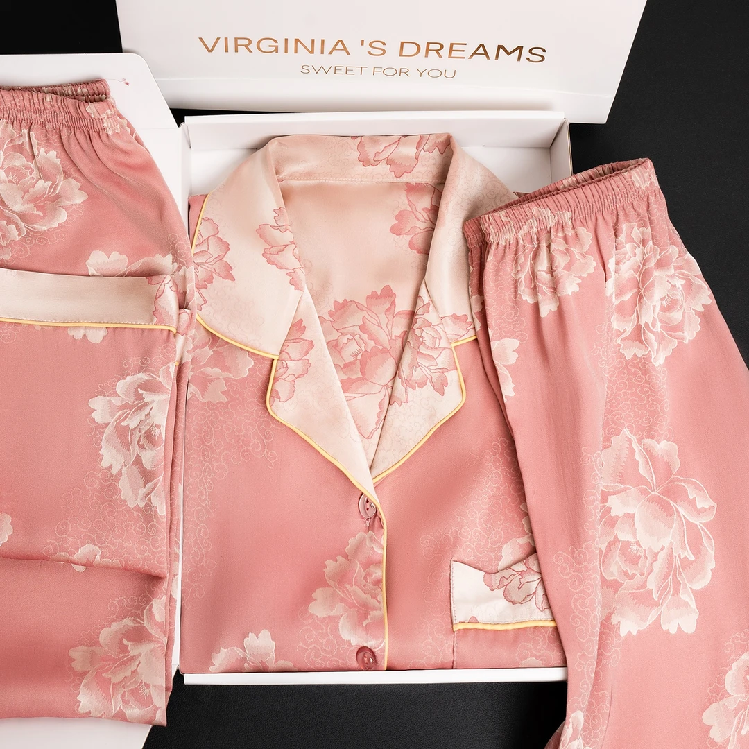 达芬奇密码牡丹花开2026高级睡衣新款夏短袖三件套套装外穿