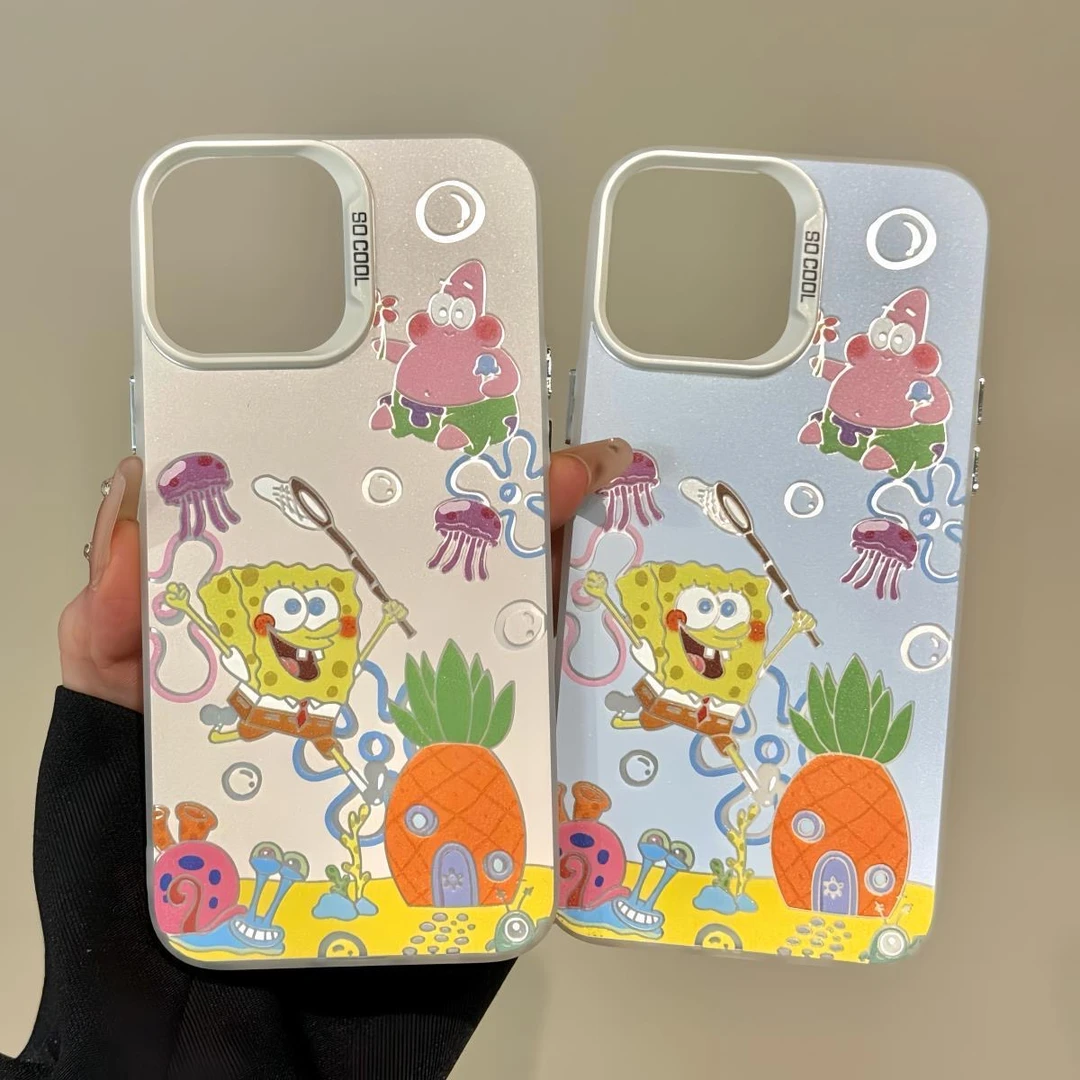 海绵宝宝适用苹果16手机壳iPhone15PRO元气14创意13硬12保护套11