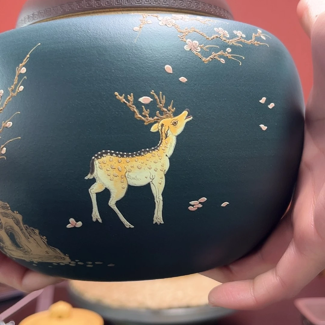 紫砂花盆断*离茶叶罐