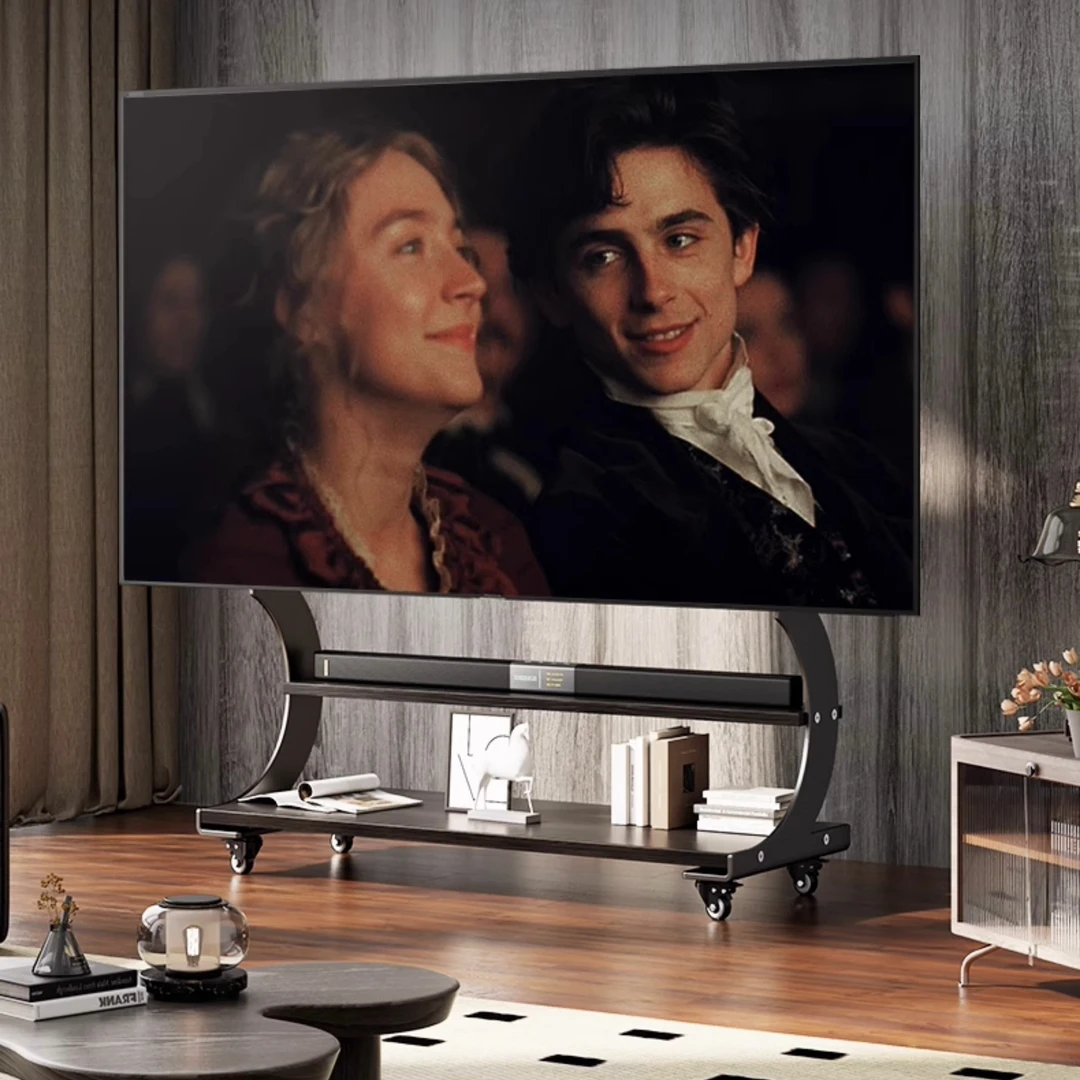 可移动电视机支架实木艺术支架85寸电视移动推车现代简约电视支架