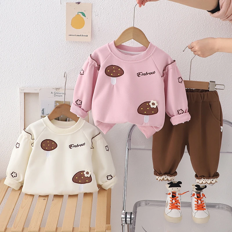 包邮Yikids女童春装新品小童女宝宝春秋季衣服可爱长袖卫衣两件套