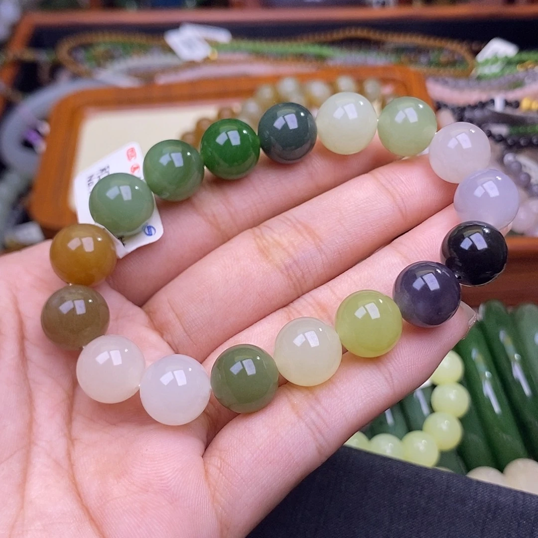 和田玉未镶嵌颈饰多宝老矿料手串12mm