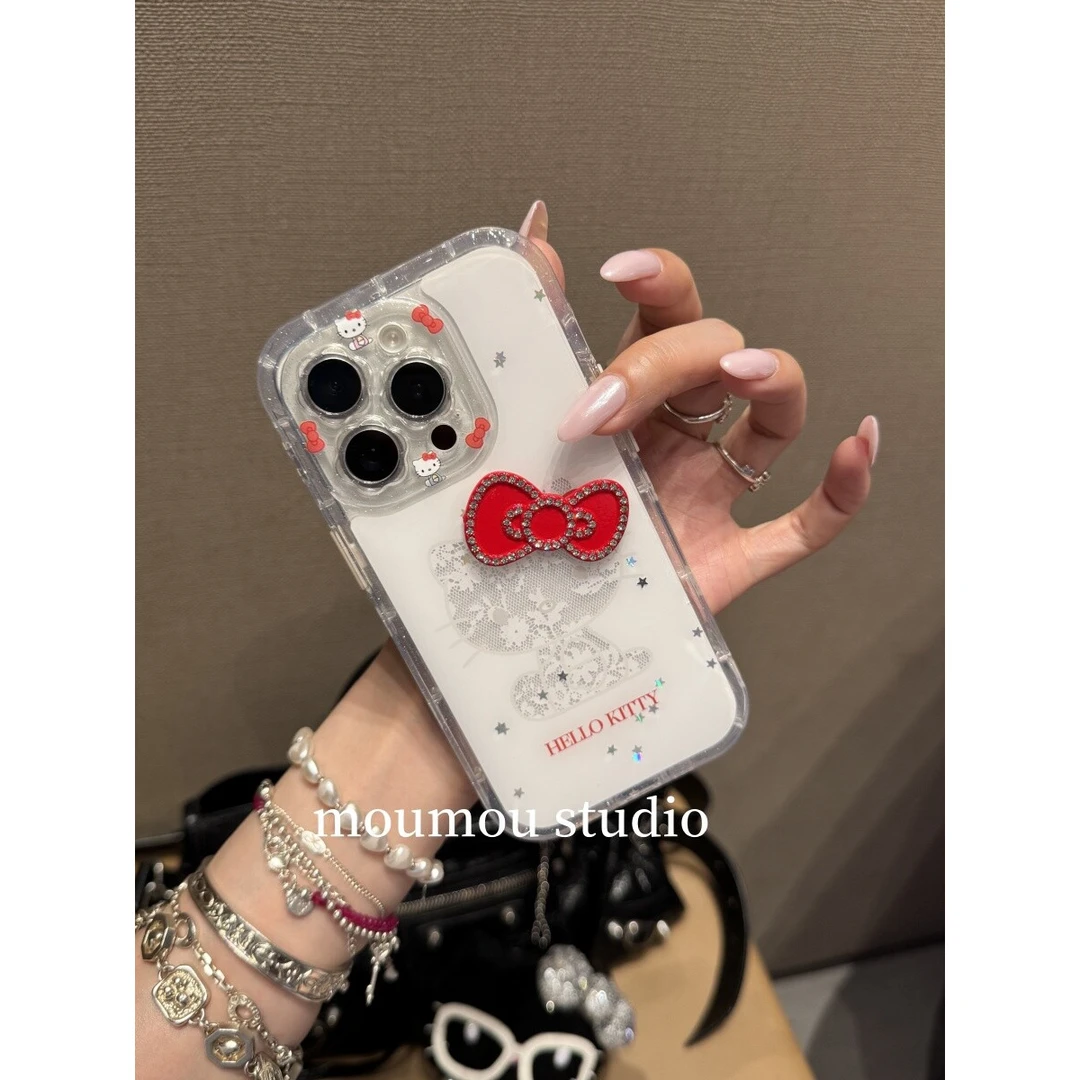 花朵镜头蝴蝶结蕾丝猫咪适用于苹果16promax手机壳15保护套14/13