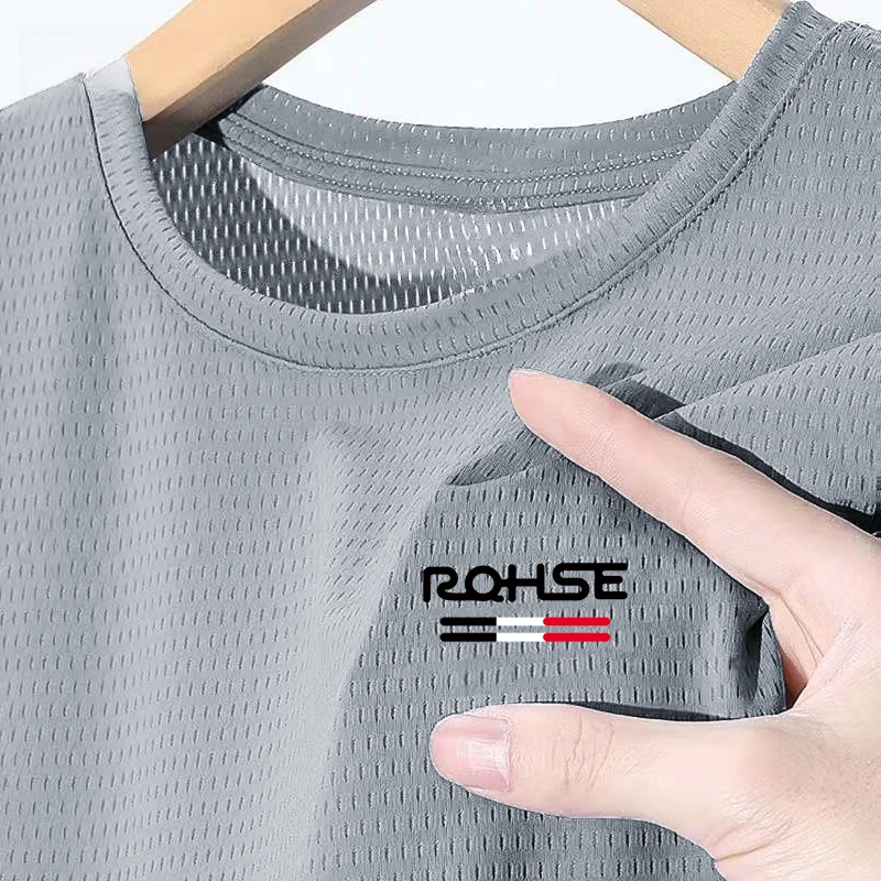 冰丝冰凉柔软网眼男装男t恤短袖新款爸爸装正肩夏季透气上衣