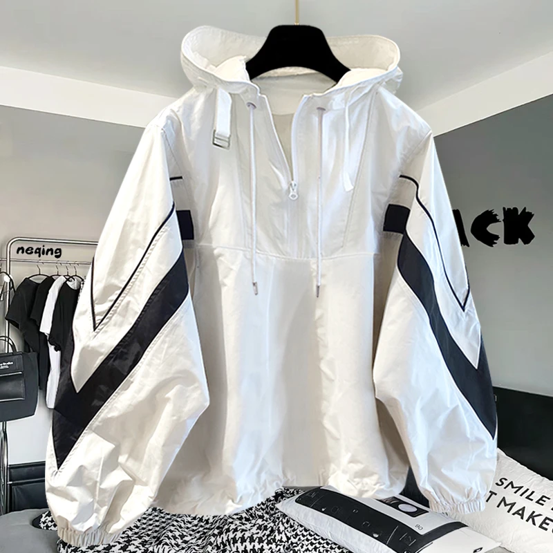 春秋新款韩系时尚立领撞色冲锋衣外套男设计拉链宽松百搭夹克上衣