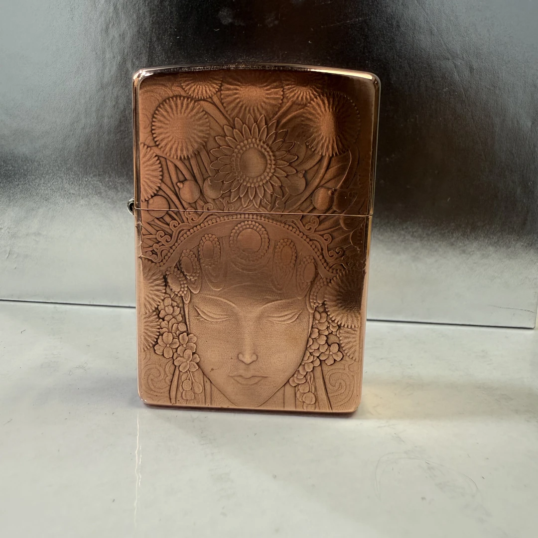Zippo打火机纯紫铜京剧花旦和关公