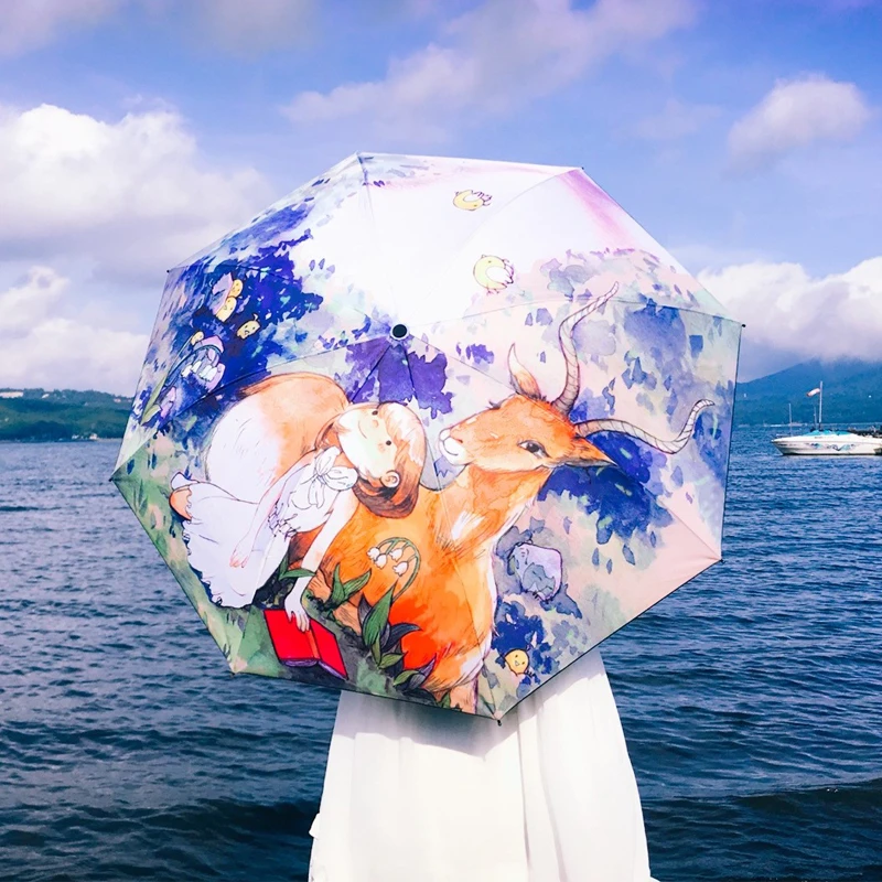 KISS ME DOLL原创双层黑胶晴雨伞防晒遮阳伞防紫外线太阳伞日用