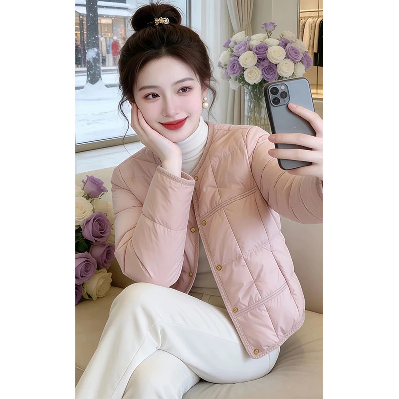 【满级旋律】甜美风粉色棉衣外套女2025冬季新款洋气时尚棉服