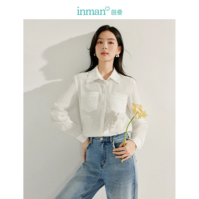 【商场同款】茵曼2025春秋新款女衬衫衬衣气质长袖宽松休闲通勤翻领