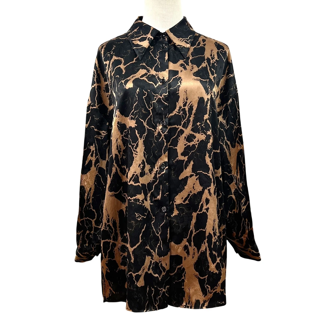 【禧宝的小店】休闲时尚香云纱理石纹上衣J24087-4