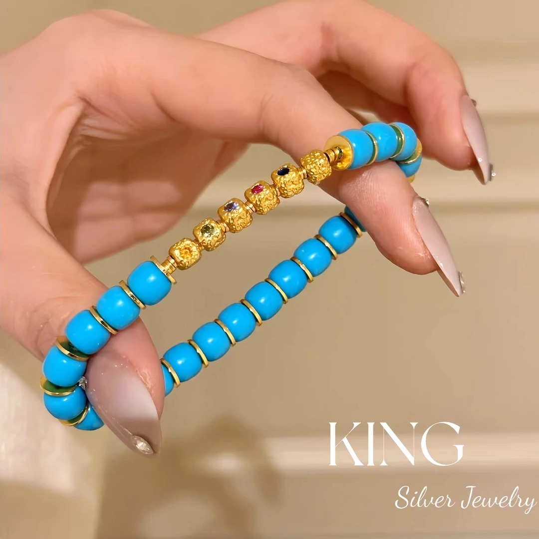 925银手链 云端之蓝925银手链气质百搭小众女士轻奢蓝色时尚复古