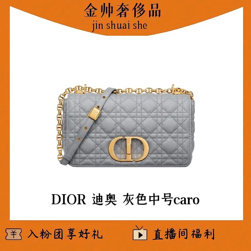 99新 DIOR/迪奥  雾霾蓝/中号/caro/单肩包/B3347