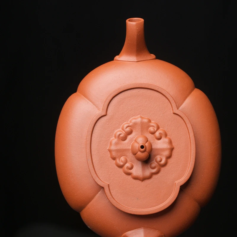 生料朱泥海棠紫砂壶