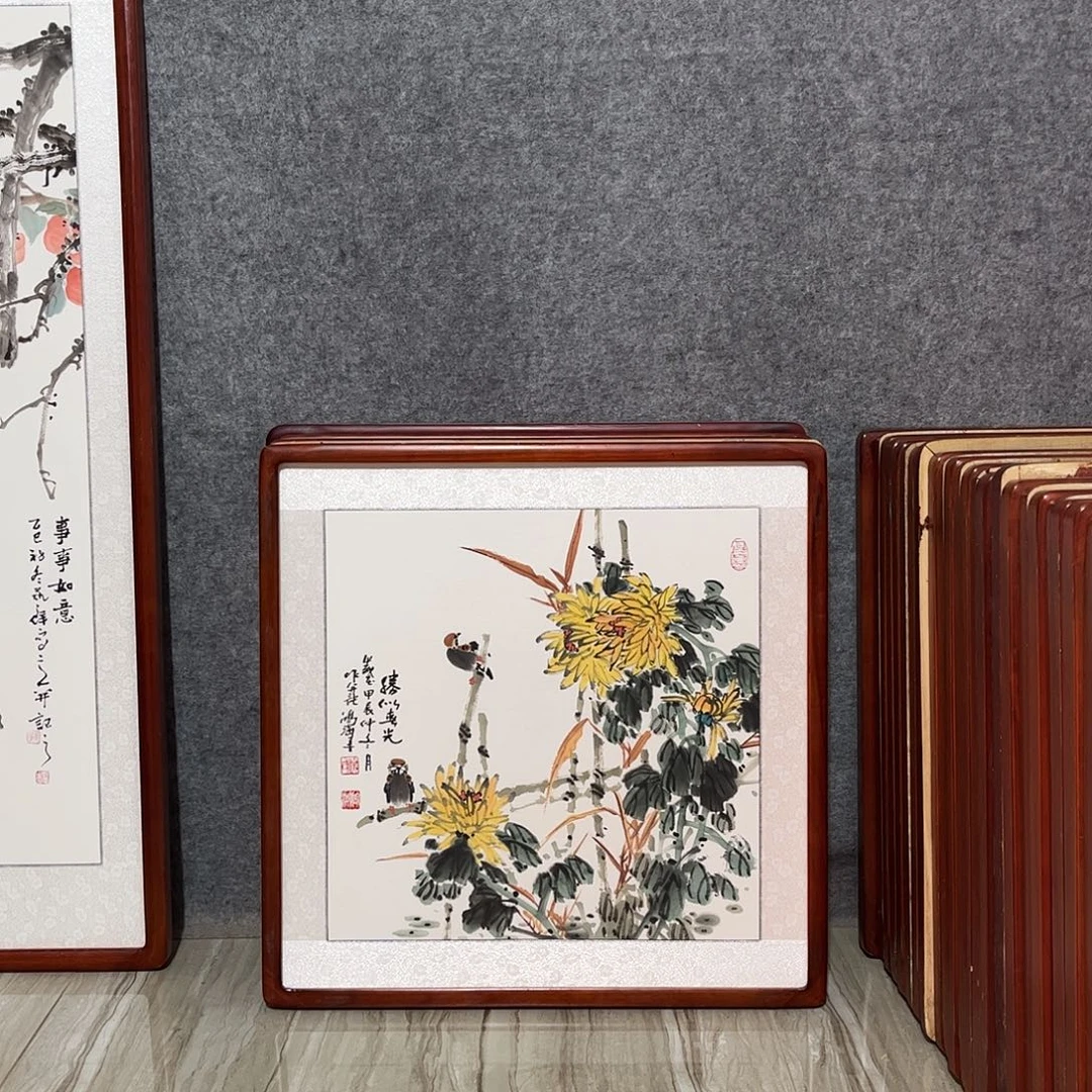 国画书画作品带框63×63