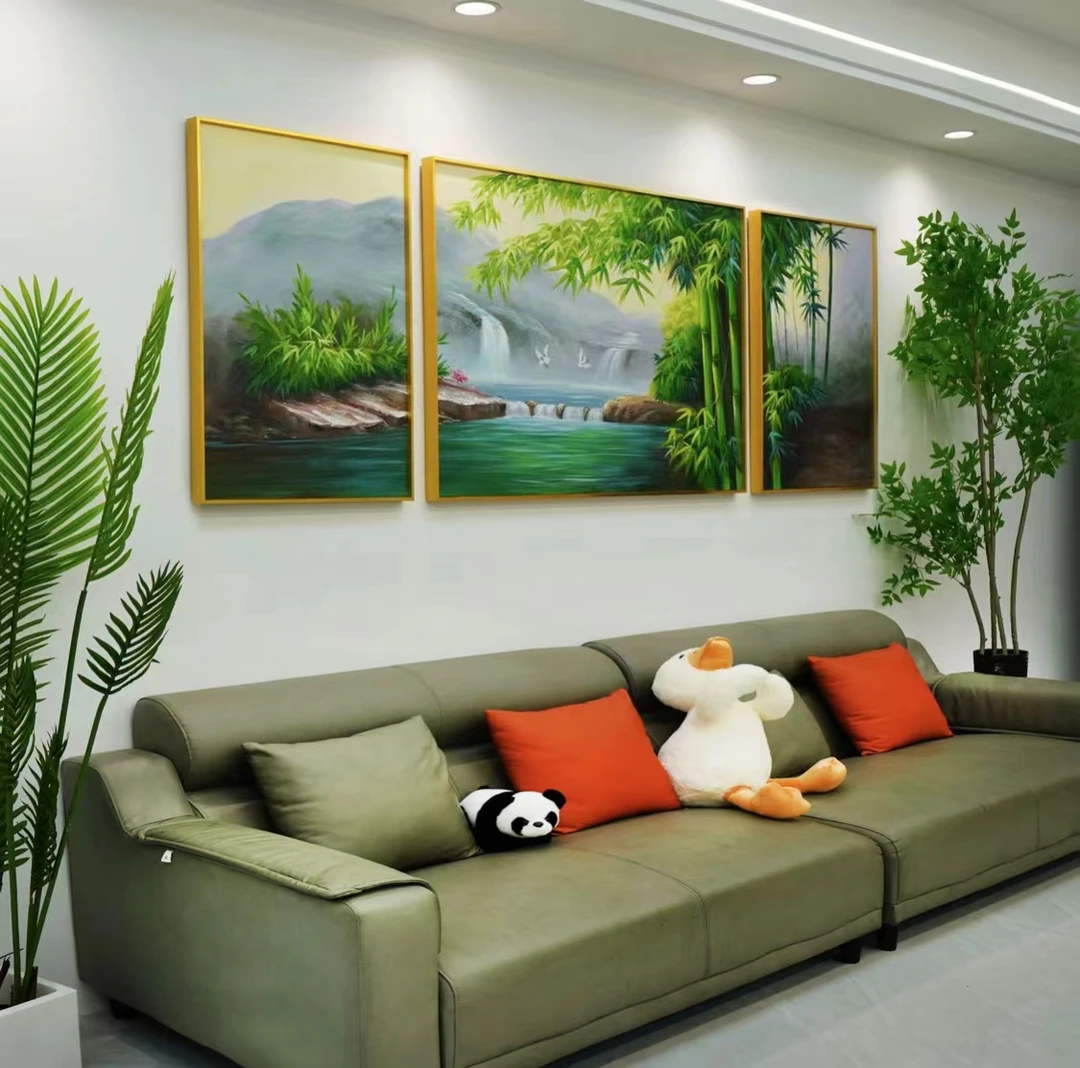 SF 14 纯手绘油画装饰画客厅三联画沙发轻奢背景肌理油画