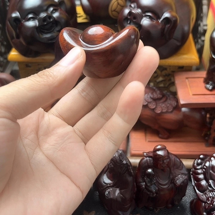 木紫檀红木雕刻元宝