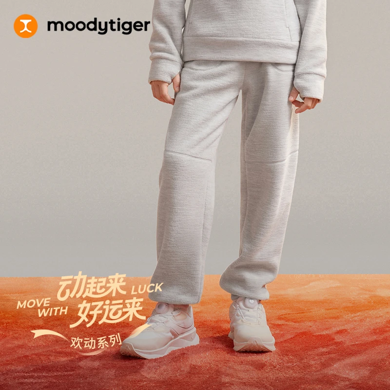 moodytiger【新年系列】儿童加绒保暖针织裤运动舒适61511303【2】