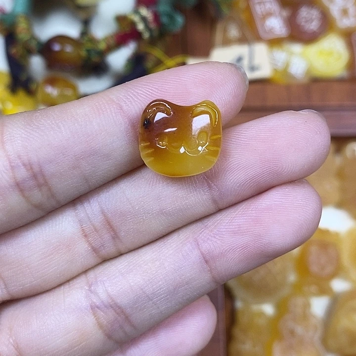 橄榄核吊坠小猫头20