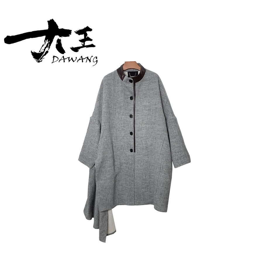 DAWANG丨【旷野】2025设计师款棉麻不规则下摆中式风衣外套LG715-1