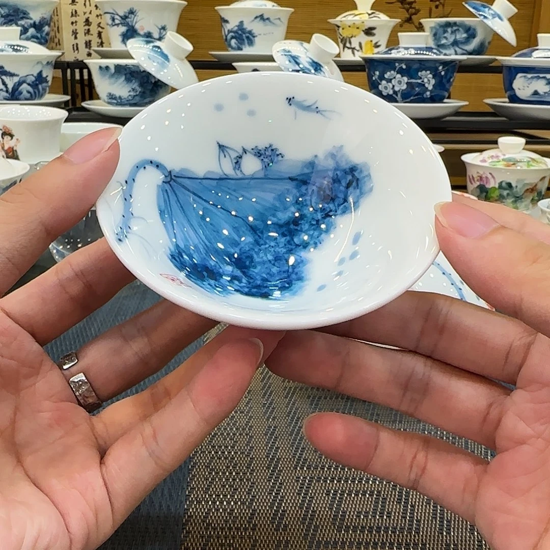 吴氏品雅80cc大斗笠残荷画片主人杯