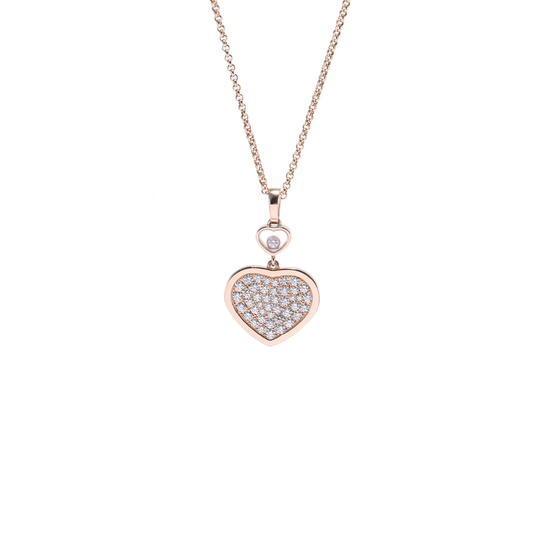 99新 Chopard/萧邦 小花佳珊P244382024 快乐钻 大号满钻爱心链