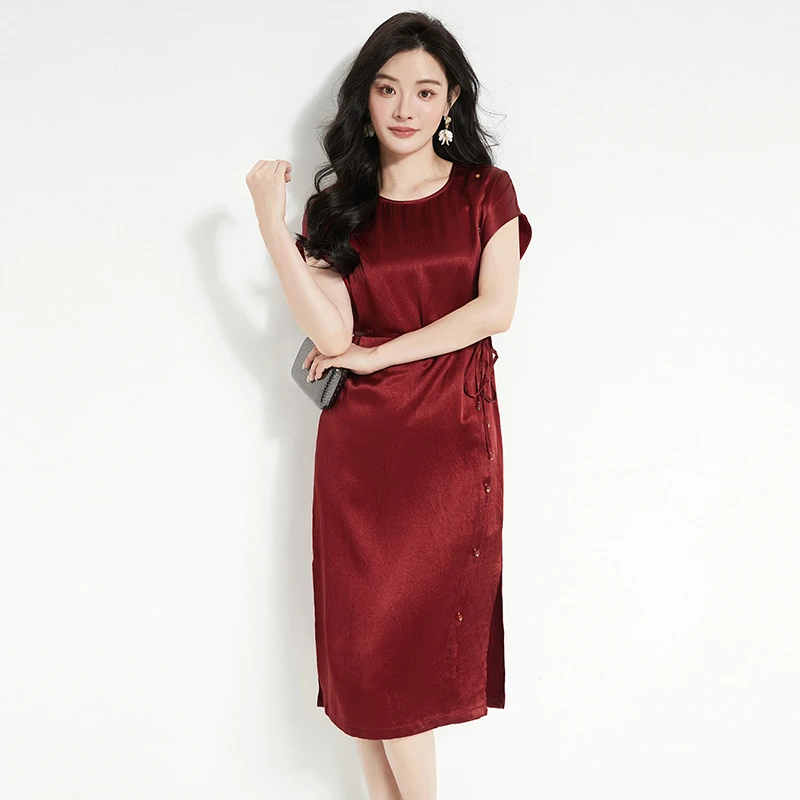 中长裙蝙蝠袖裙子连衣裙女2025夏52LH0A0004