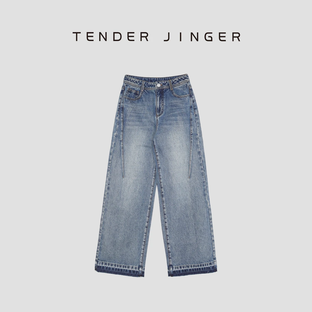 Tender Jinger【黑标】直筒毛边下摆百搭牛仔裤T52WY353D