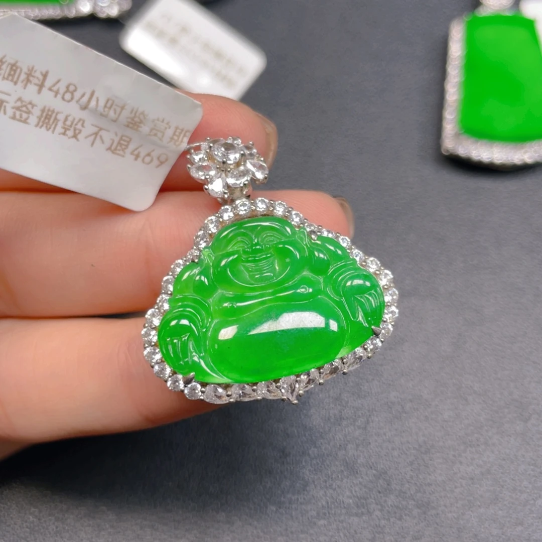 翡翠银S925镶嵌颈饰huj