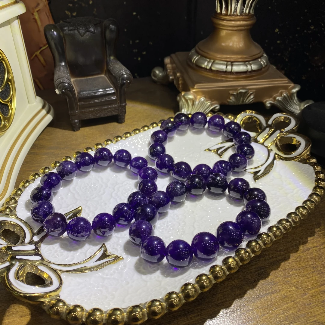 D170-高品质天然老矿料乌拉圭水晶手串单圈--多样性发其一