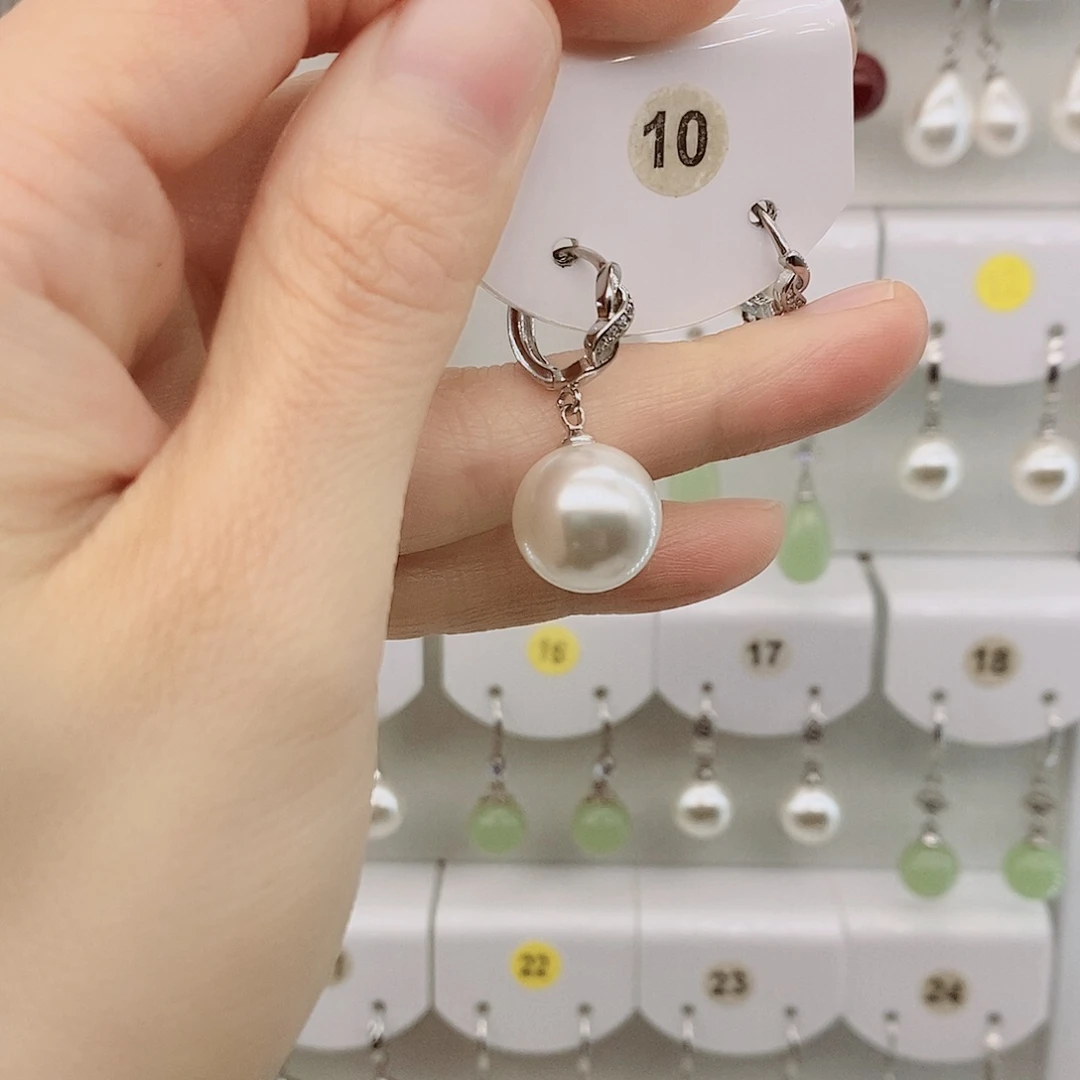 925银14毫米白貝珠