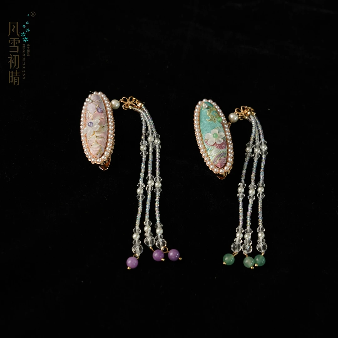 风雪初晴浅月发夹手工设计古风汉服配饰超仙配饰品女发簪