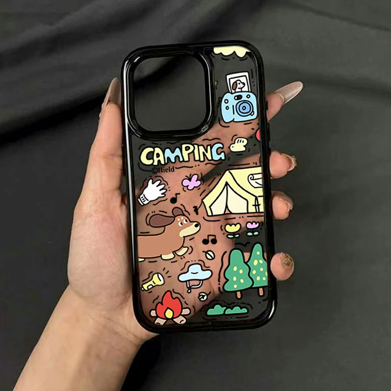 露营狗适用于苹果手机壳iPhone16/15ProMax/13/12/xr/xs/14p硅胶